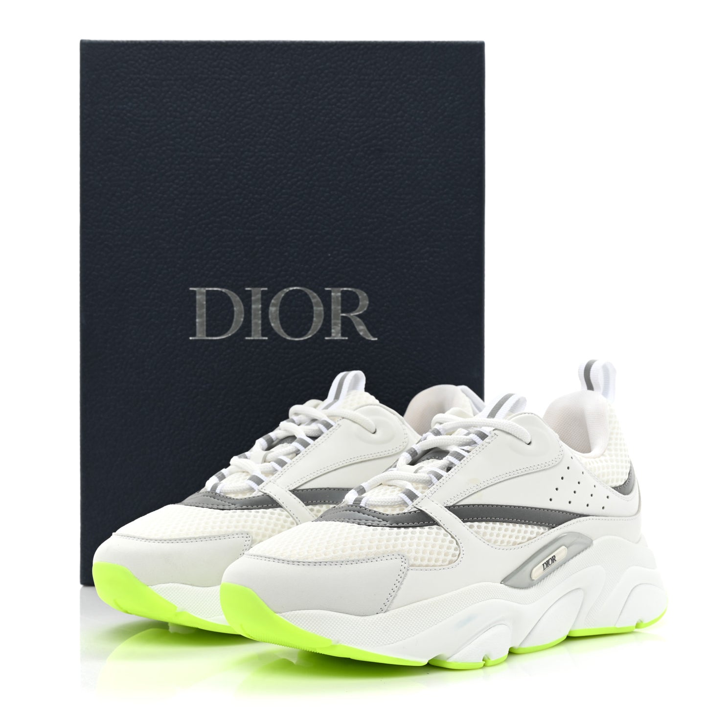 Technical Mesh Calfskin Mens B22 Sneakers 41 White