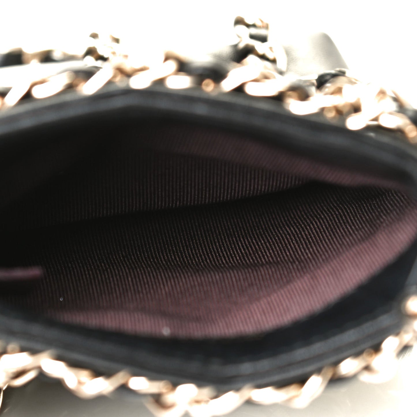 Lambskin Tech Me Out Clutch With Chain Black