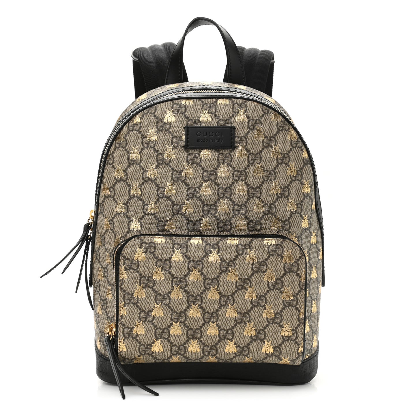 GG Supreme Monogram Bees Print Small Day Backpack Beige Oro Black