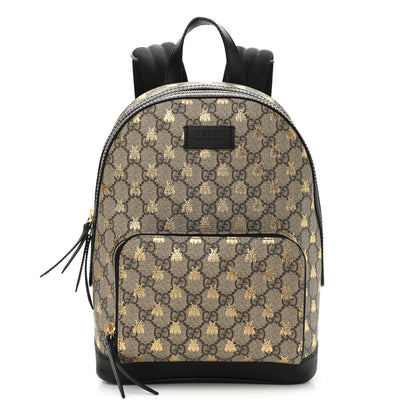 Gucci GG Supreme Monogram Bees Print Small Day Backpack Beige Oro Black 1 of 11