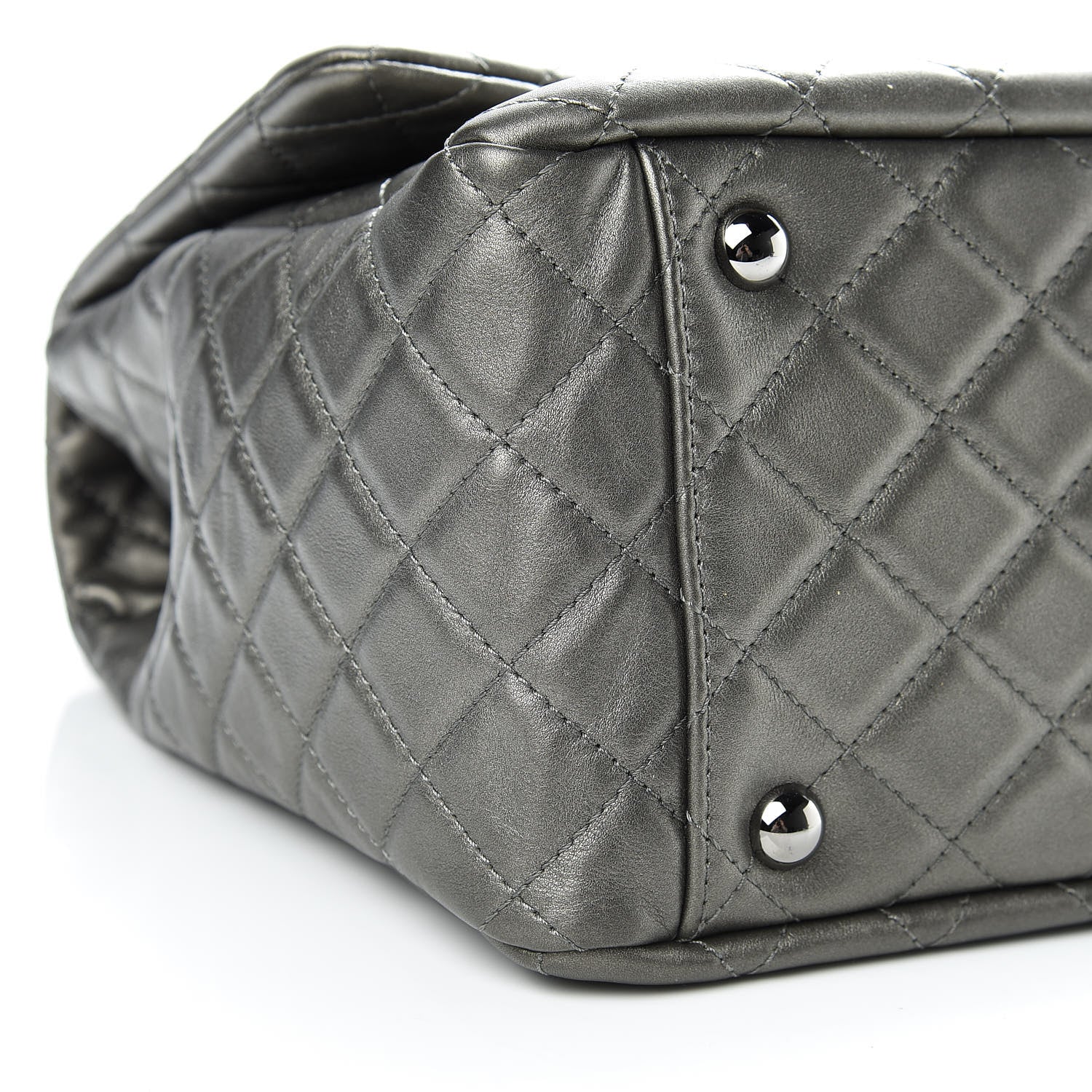 Chanel Metallic Calfskin Quilted XXL Travel Flap Bag Dark Silver 9 of 10
