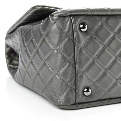 Chanel Metallic Calfskin Quilted XXL Travel Flap Bag Dark Silver 9 of 10