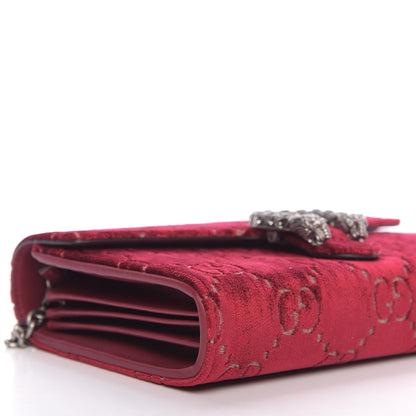 Gucci Velvet GG Monogram Mini Dionysus Chain Wallet Red Cipria 6 of 9
