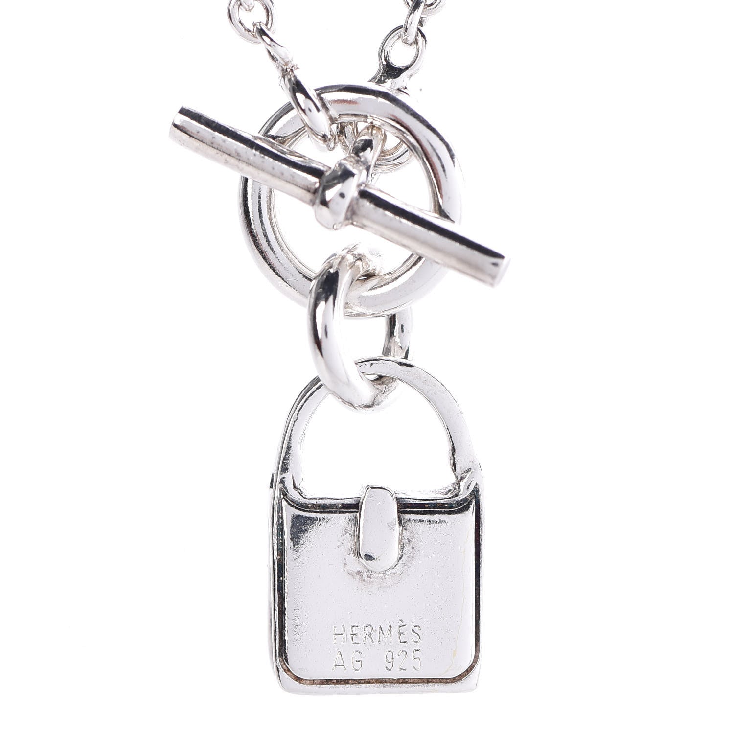 Hermes Sterling Silver Evelyne Charm Pendant Necklace 5 of 5
