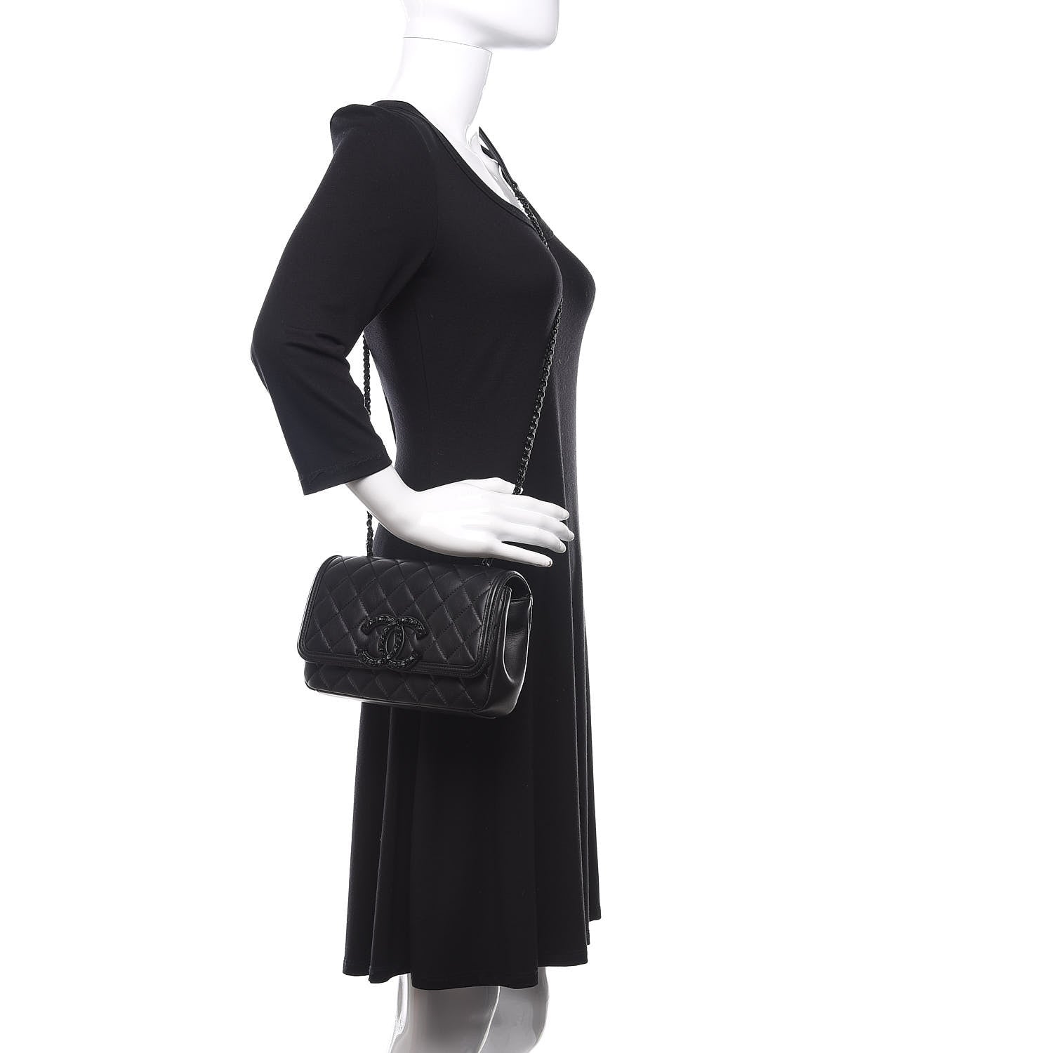 Chanel Lambskin Quilted Small CC Filigree Flap Black 2 of 13