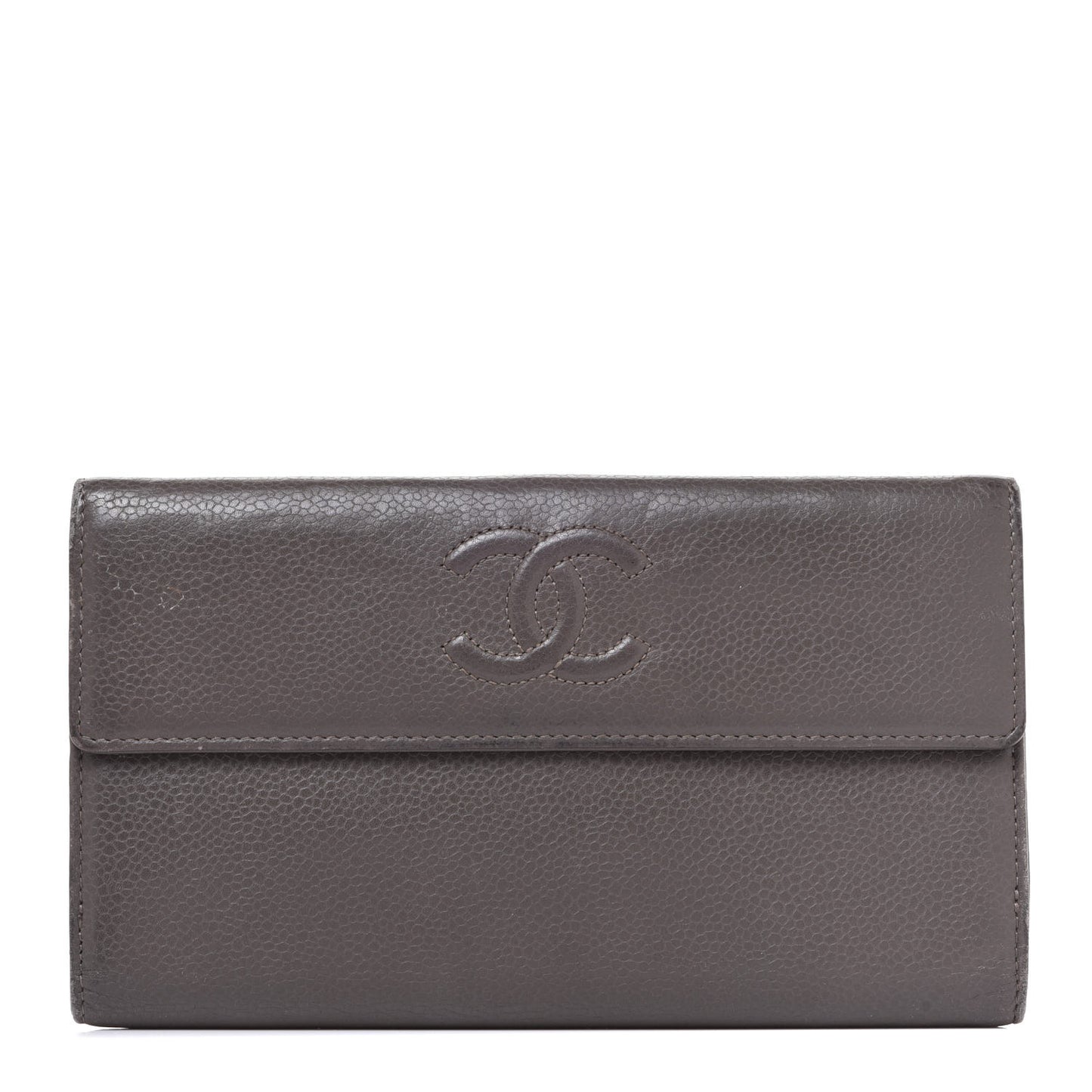Caviar Timeless CC Large Gusset Flap Wallet Dark Grey