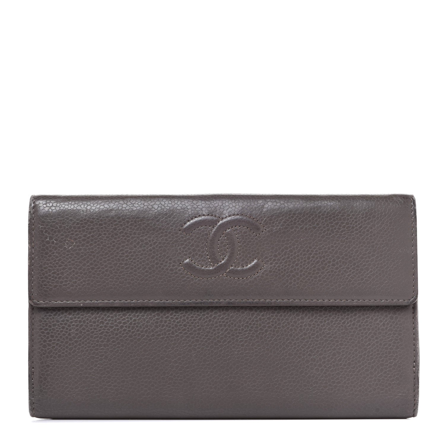 Chanel Caviar Timeless CC Large Gusset Flap Wallet Dark Grey 1 of 13