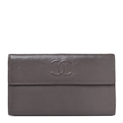 Chanel Caviar Timeless CC Large Gusset Flap Wallet Dark Grey 1 of 13