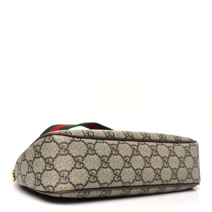 Gucci GG Supreme Monogram Textured Dollar Calfskin Web Small Ophidia GG Handbag Beige Ebony New Acero 4 of 10