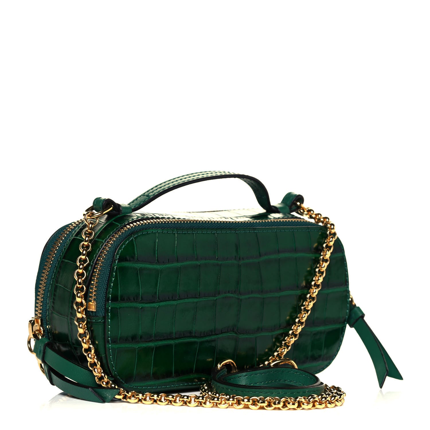 Chloe Calfskin Crocodile Embossed Mini C Vanity Bag Woodsy Green 3 of 9