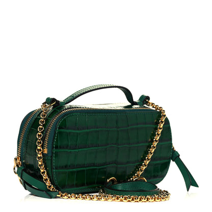 Chloe Calfskin Crocodile Embossed Mini C Vanity Bag Woodsy Green 3 of 9