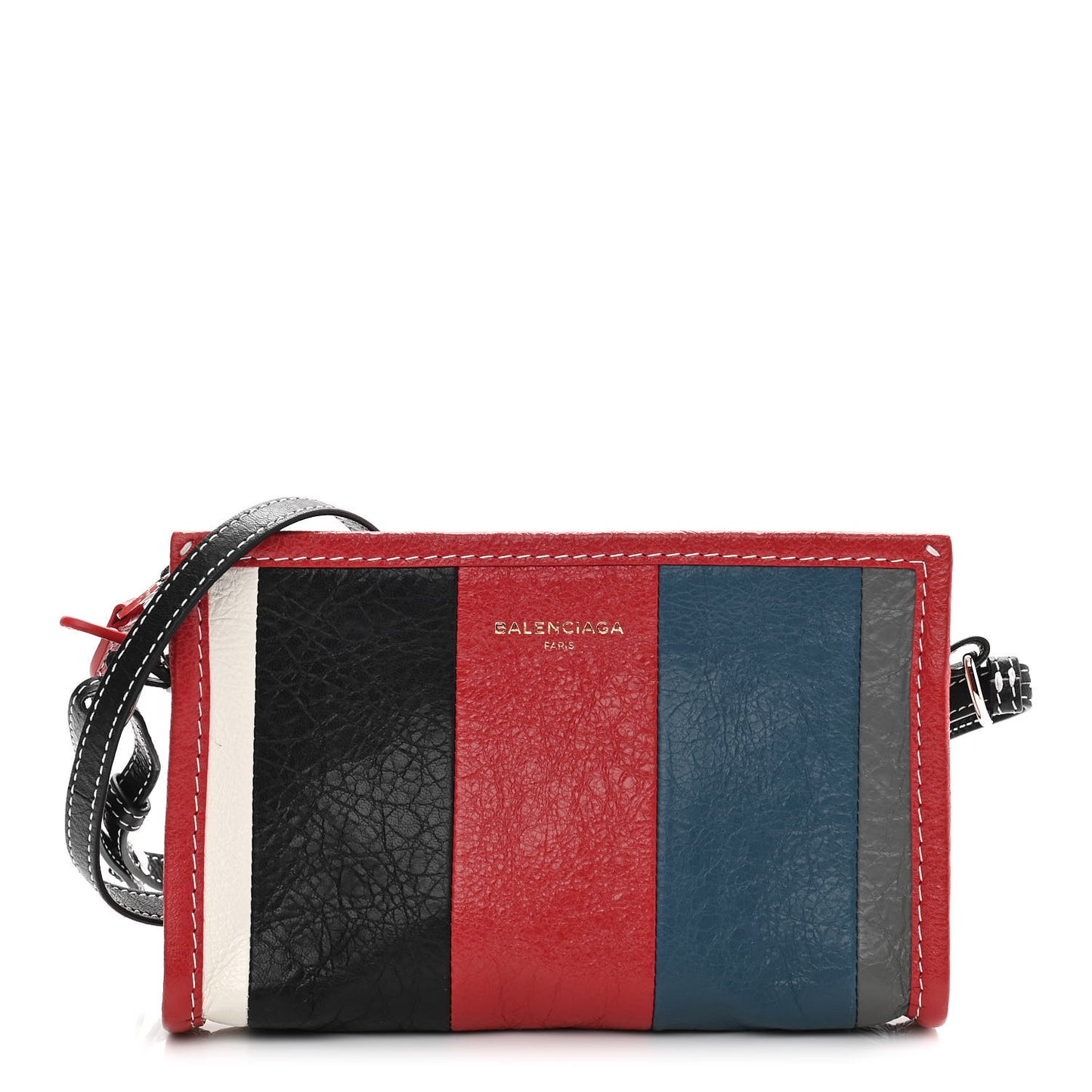 Agneau Arena Multicolore Bazar Strap Clutch Grey White Black Red Blue