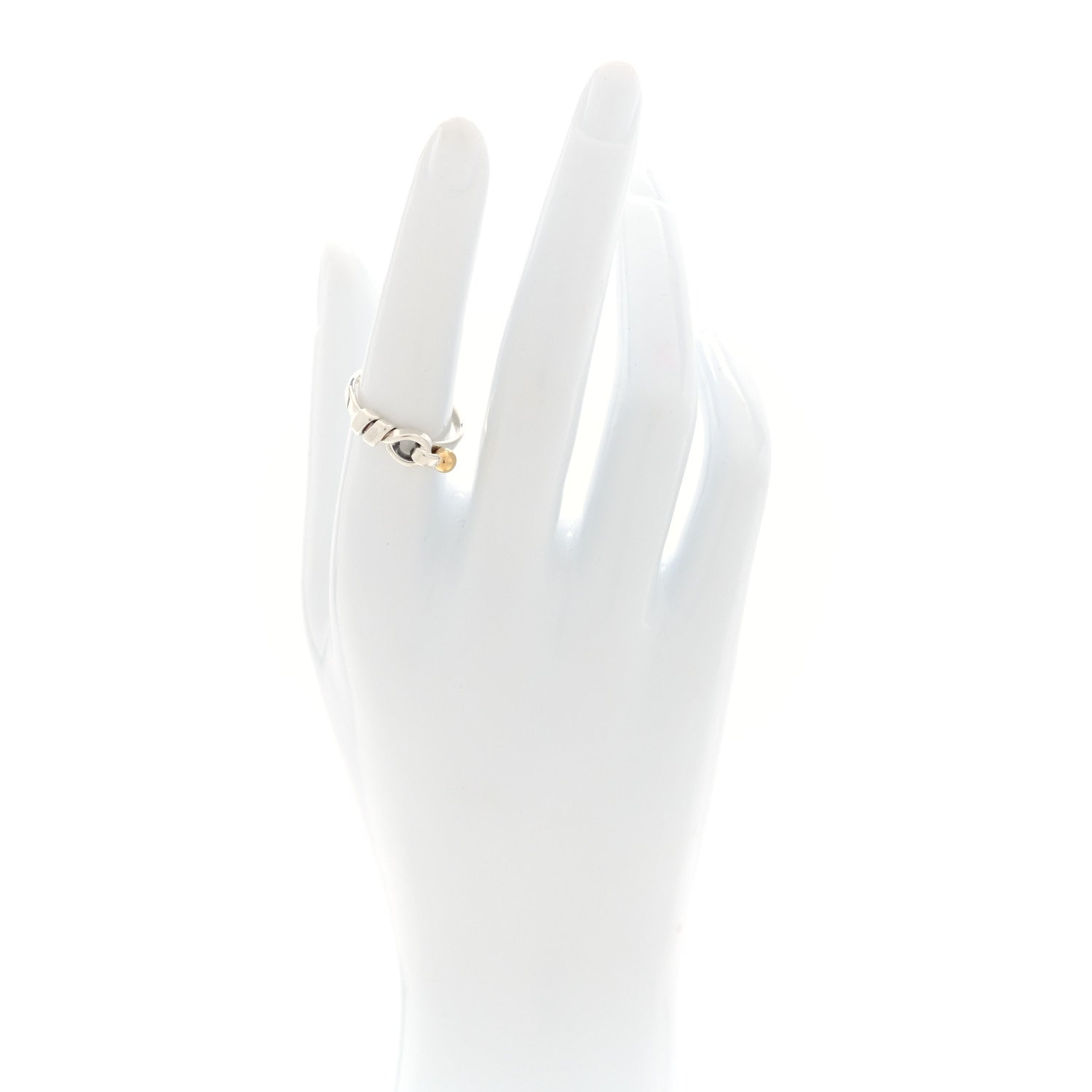 Tiffany Sterling Silver 18K Yellow Gold Loop Ring 54 6.75 2 of 4