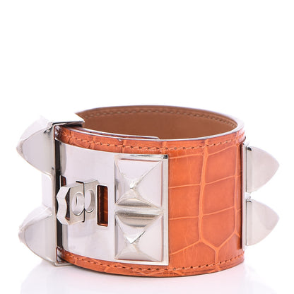 Hermes Shiny Alligator Collier De Chien CDC Bracelet S Orange 3 of 7
