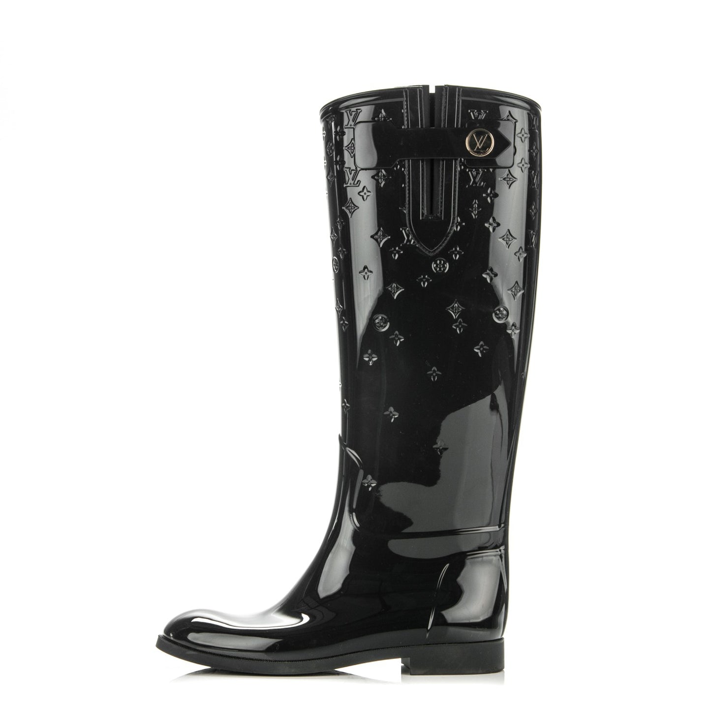 Rubber Embossed Monogram Drops High Boots 36 Black