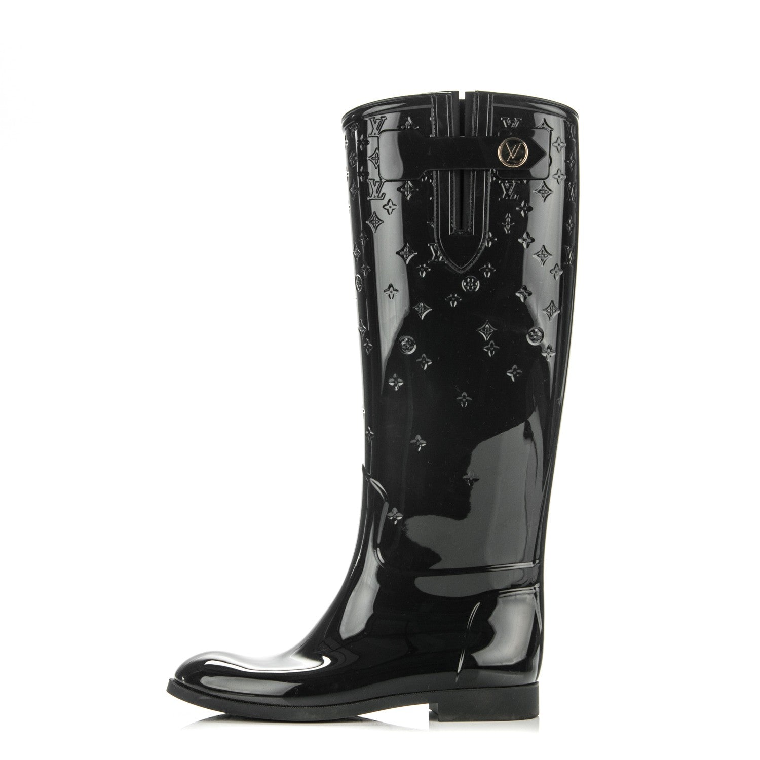 Louis Vuitton Rubber Embossed Monogram Drops High Boots 36 Black 3 of 6