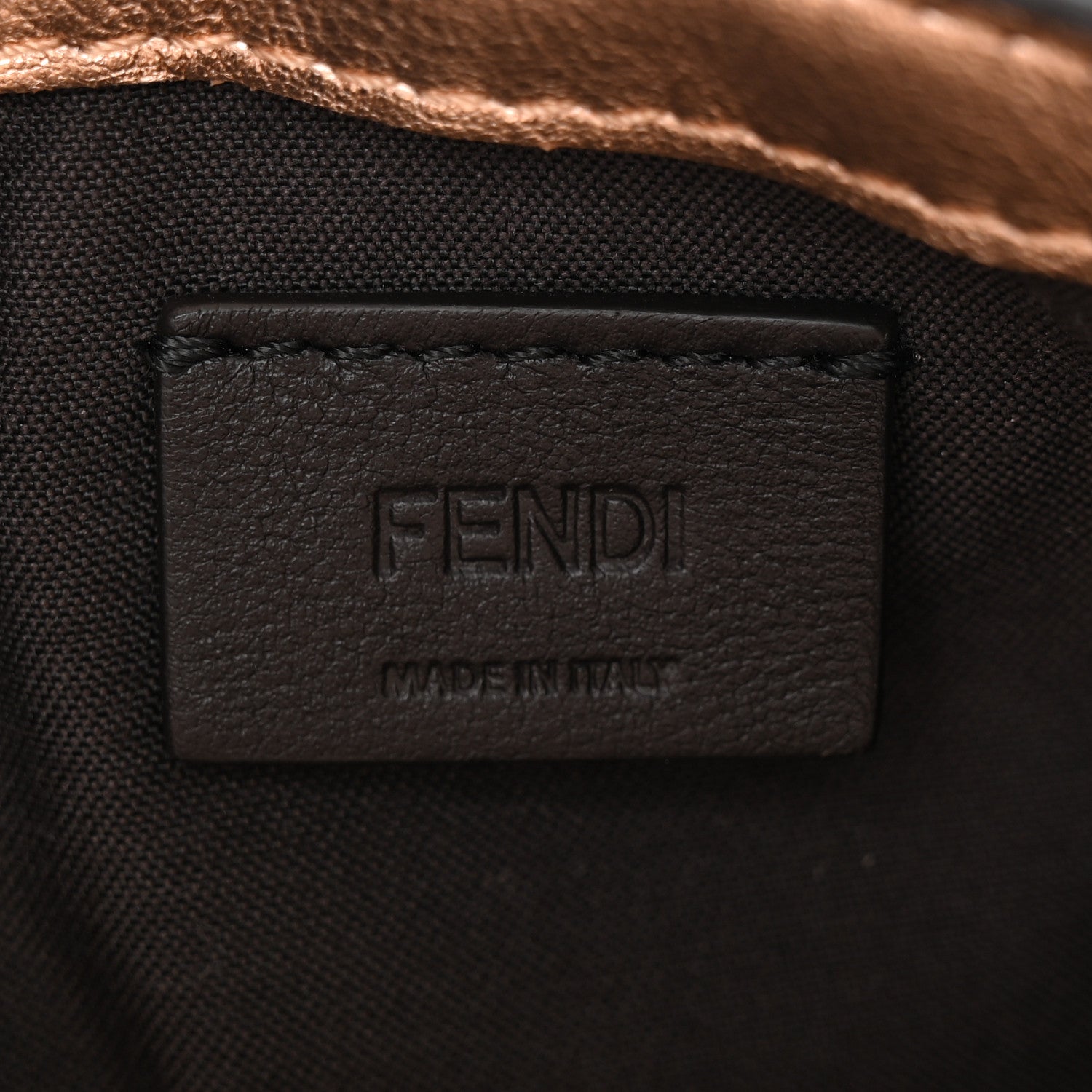 Fendi Vitello Laminato FF 1974 Embossed Mini Baguette Rame 6 of 14