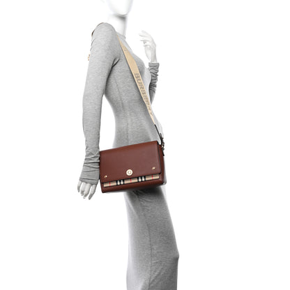 Burberry Calfskin Vintage Check Note Crossbody Bag Tan 2 of 11