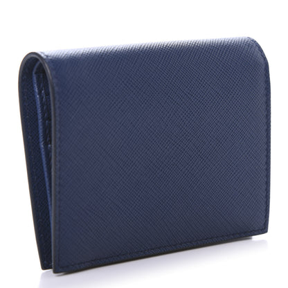 Prada Saffiano Shine Monochrome Bi-Fold Wallet Bleuette 3 of 7