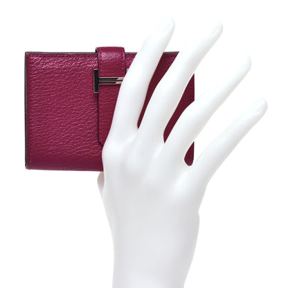 Hermes Chevre Mysore Mini Bearn Wallet Rose Pourpre 2 of 8