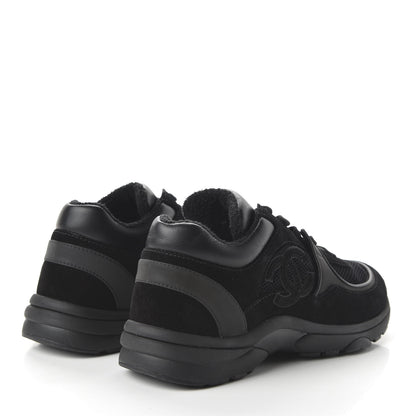 Chanel Fabric Calfskin Suede CC Womens Sneakers 37.5 Black 4 of 9