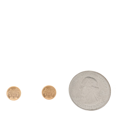 Hermes 18K Rose Gold TPM Ex-Libris Stud Earrings 2 of 5