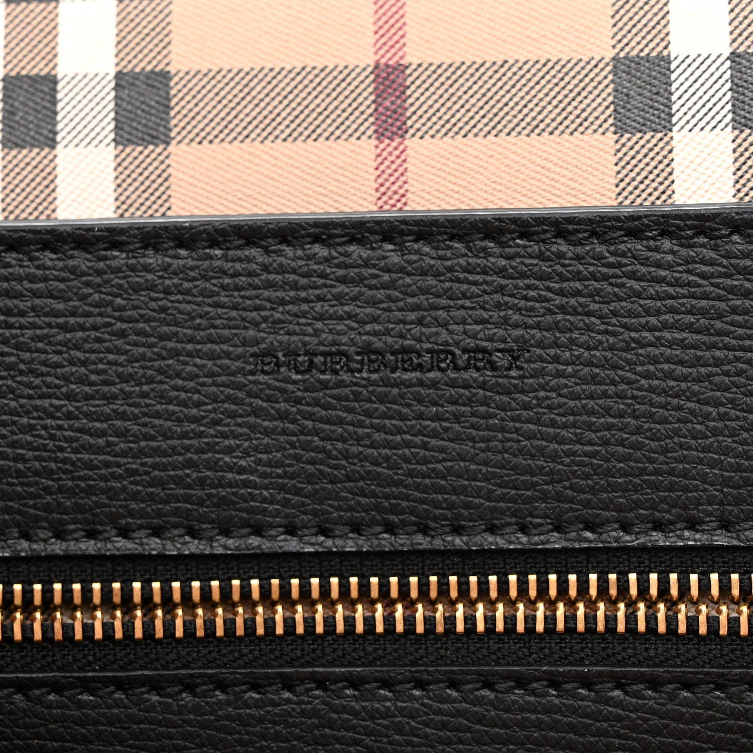 Burberry Grainy Calfskin Haymarket Check Tote Black 6 of 14