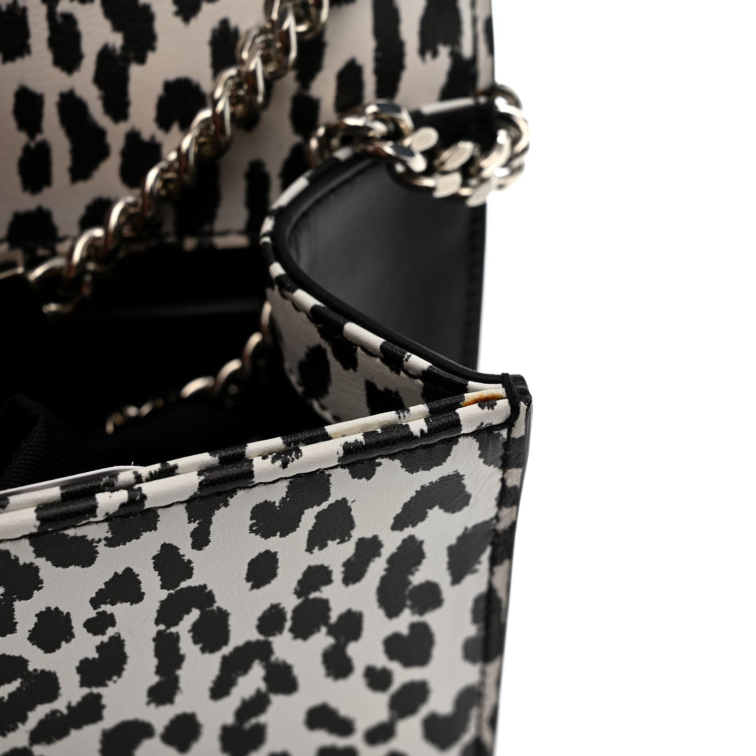 Saint Laurent Calfskin Leopard Small Monogram Kate Satchel White Black 12 of 12