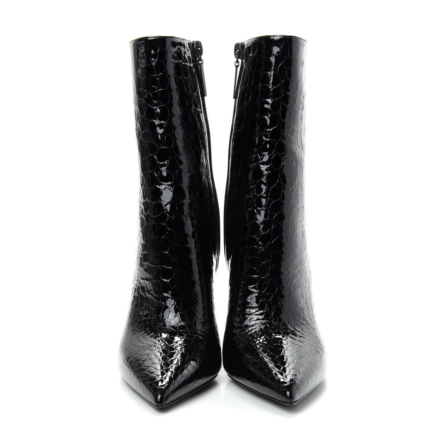 Alligator Embossed Patent Calfskin Opyum 110 Ankle Boots 36 Black