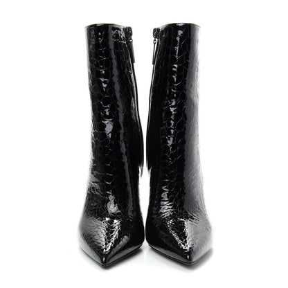 Saint Laurent Alligator Embossed Patent Calfskin Opyum 110 Ankle Boots 36 Black 2 of 11