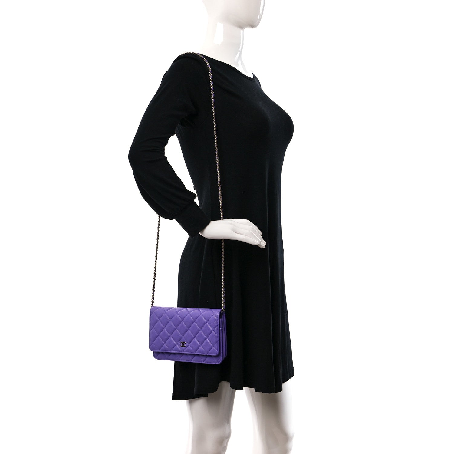 Chanel Caviar Quilted Wallet On Chain WOC Purple 2 of 15