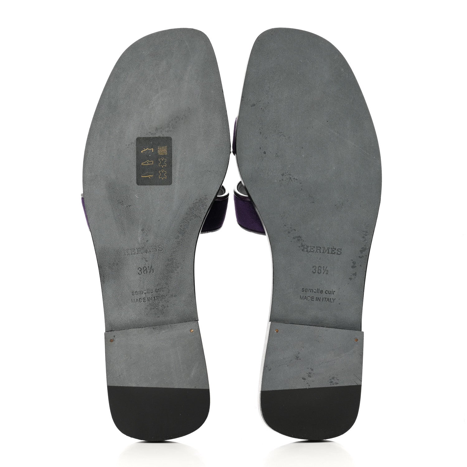 Hermes Velvet Nappa Oran Sandals 38.5 Violet Fonce 5 of 9