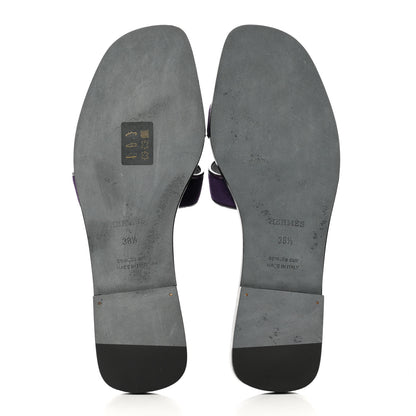 Hermes Velvet Nappa Oran Sandals 38.5 Violet Fonce 5 of 9