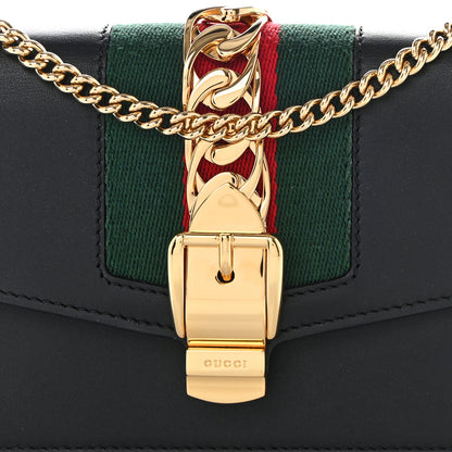 Gucci Calfskin Super Mini Sylvie Chain Shoulder Bag Black 8 of 11