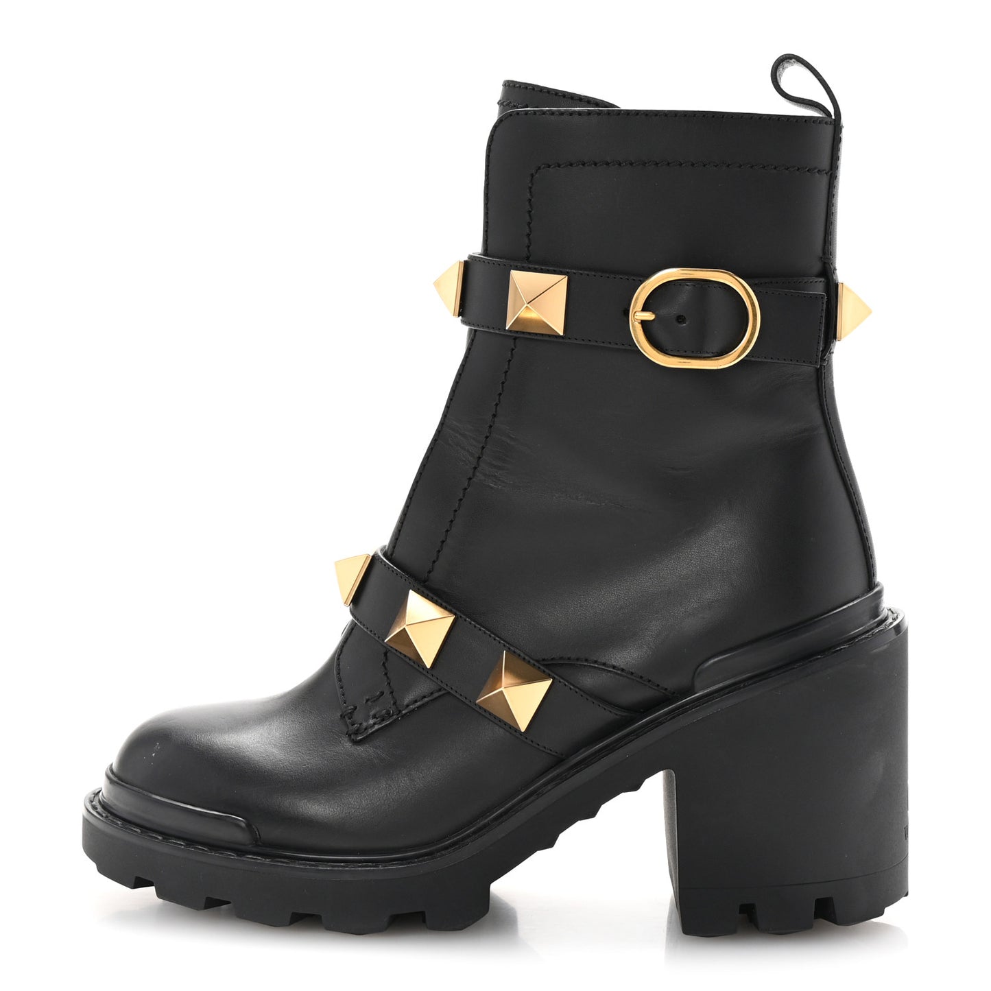 Calfskin Roman Stud 20/85mm Combat Boots 38.5 Black