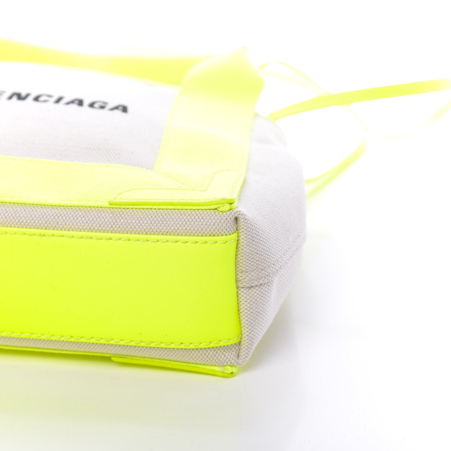 Cotton Canvas Satin Calfskin Navy Cabas XS Natural Fluo Yellow