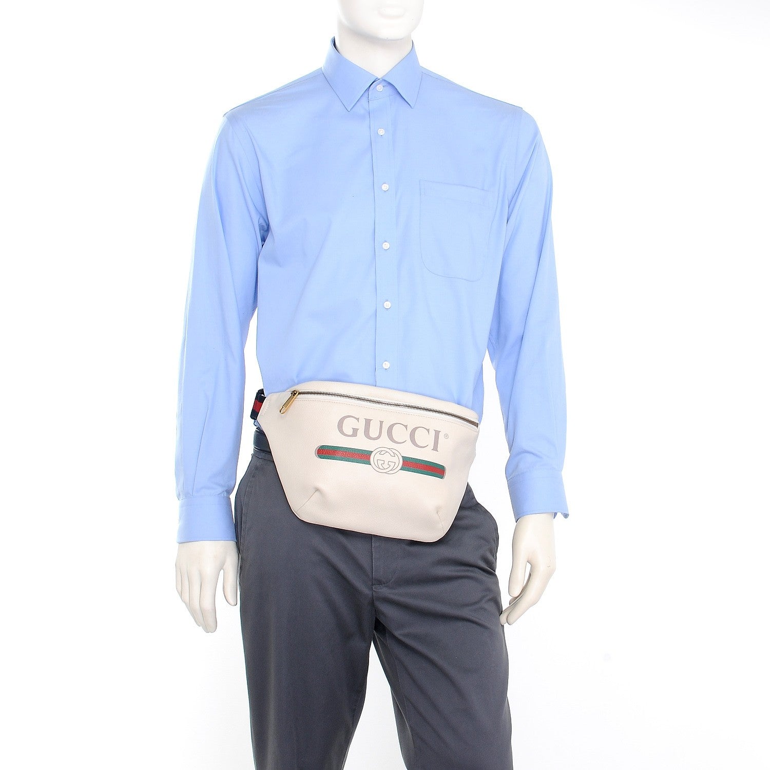 Gucci Grained Calfskin Logo Belt Bag White 2 of 8