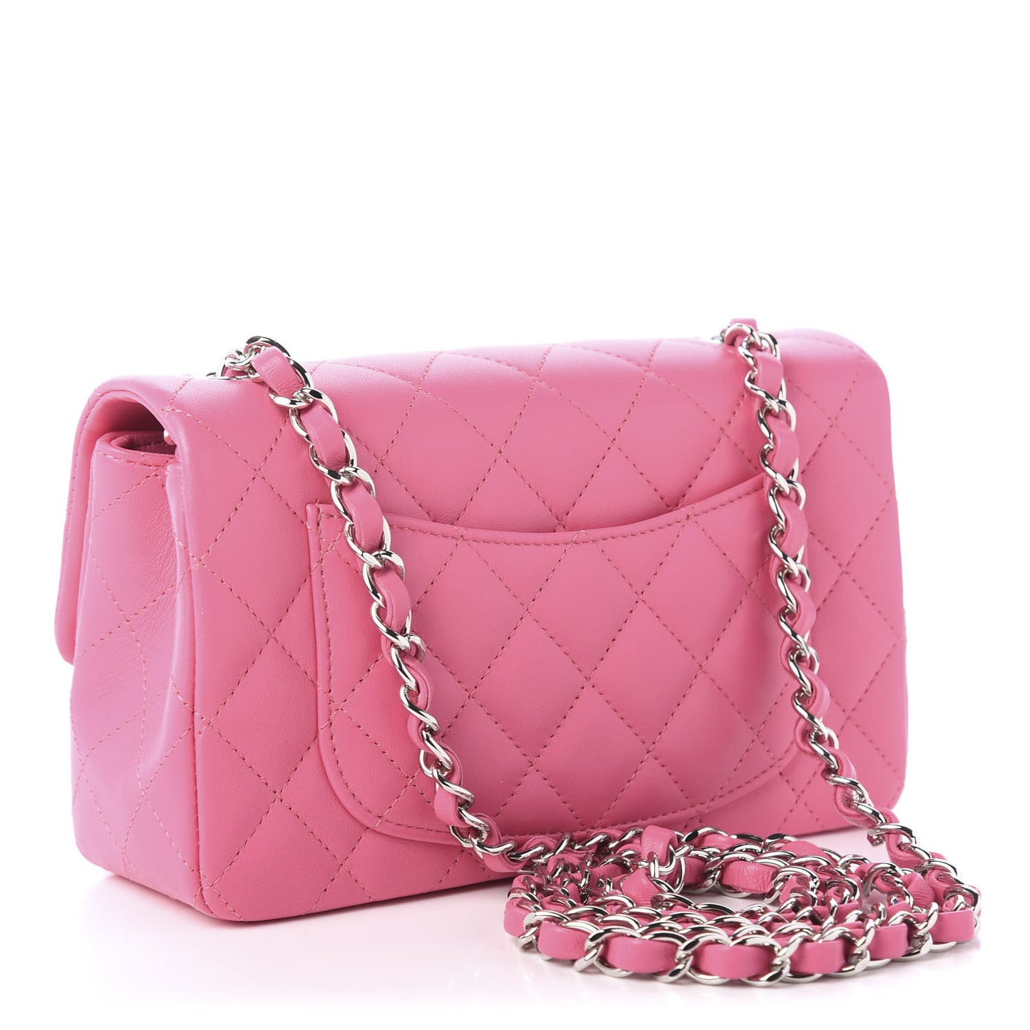 Lambskin Quilted Mini Rectangular Flap Pink