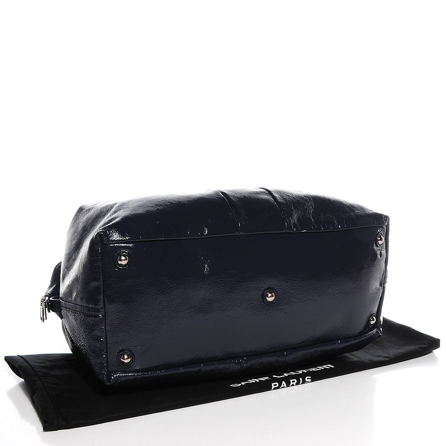 Textured Patent Medium Easy Sac Navy Blue