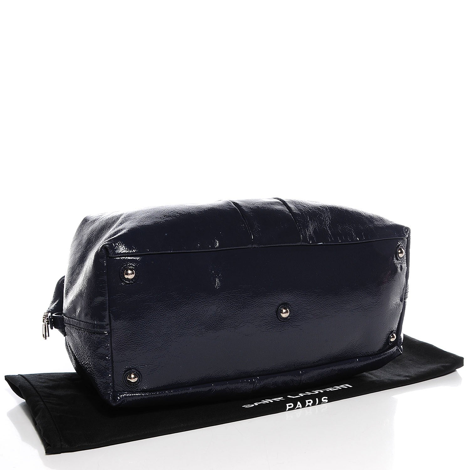 Saint Laurent Textured Patent Medium Easy Sac Navy Blue 4 of 7