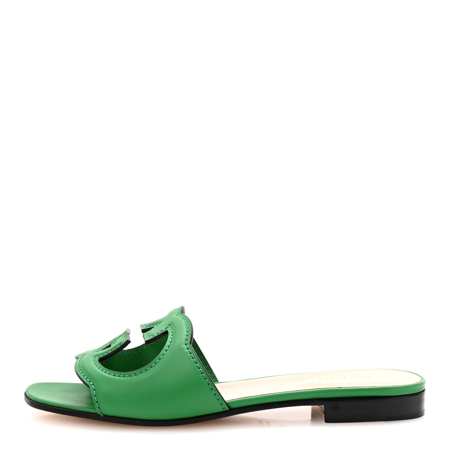 Gucci Cosmos Softy Calfskin Interlocking G Cut Out Slide Sandals 35 New Shamarock 1 of 9