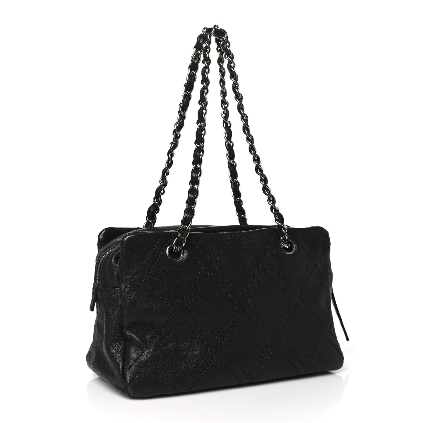 Calfskin Small Diamond Stitch Tote Black