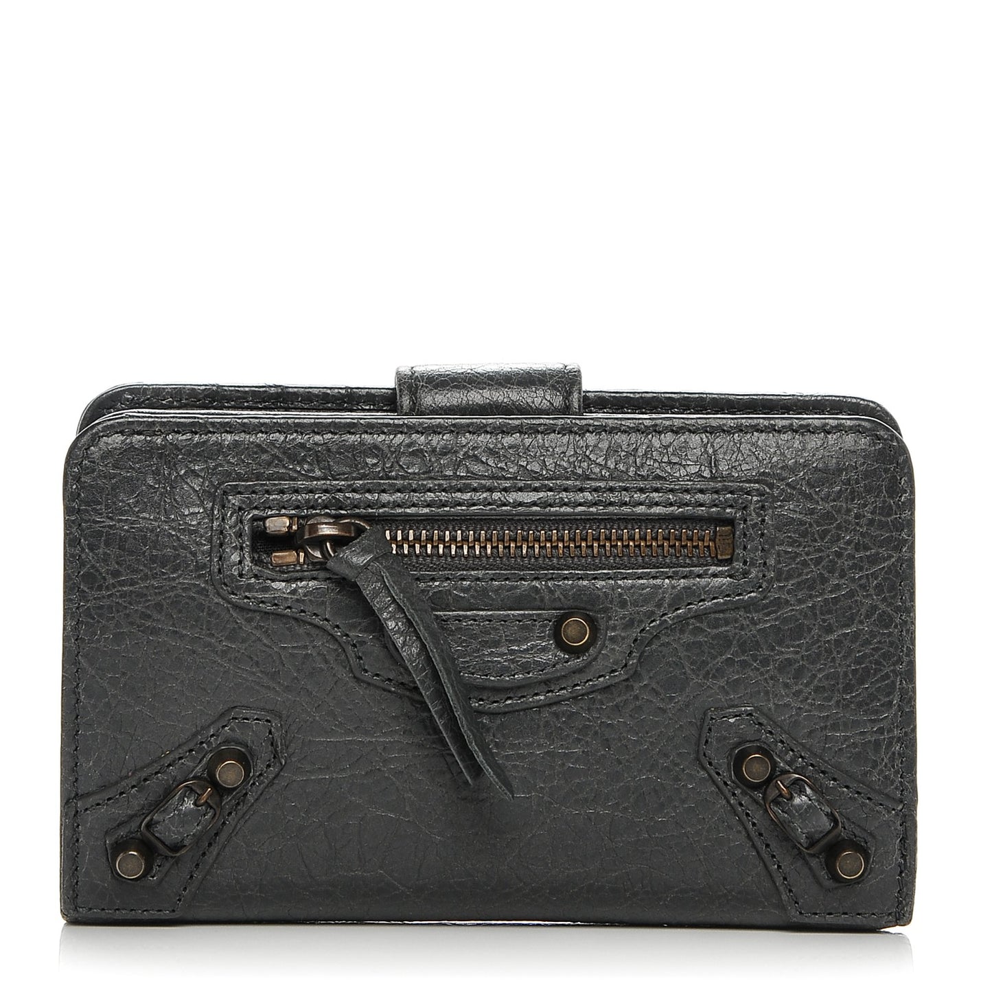Agneau Classic Hardware Continental Zip Around Wallet Gris Tarmac
