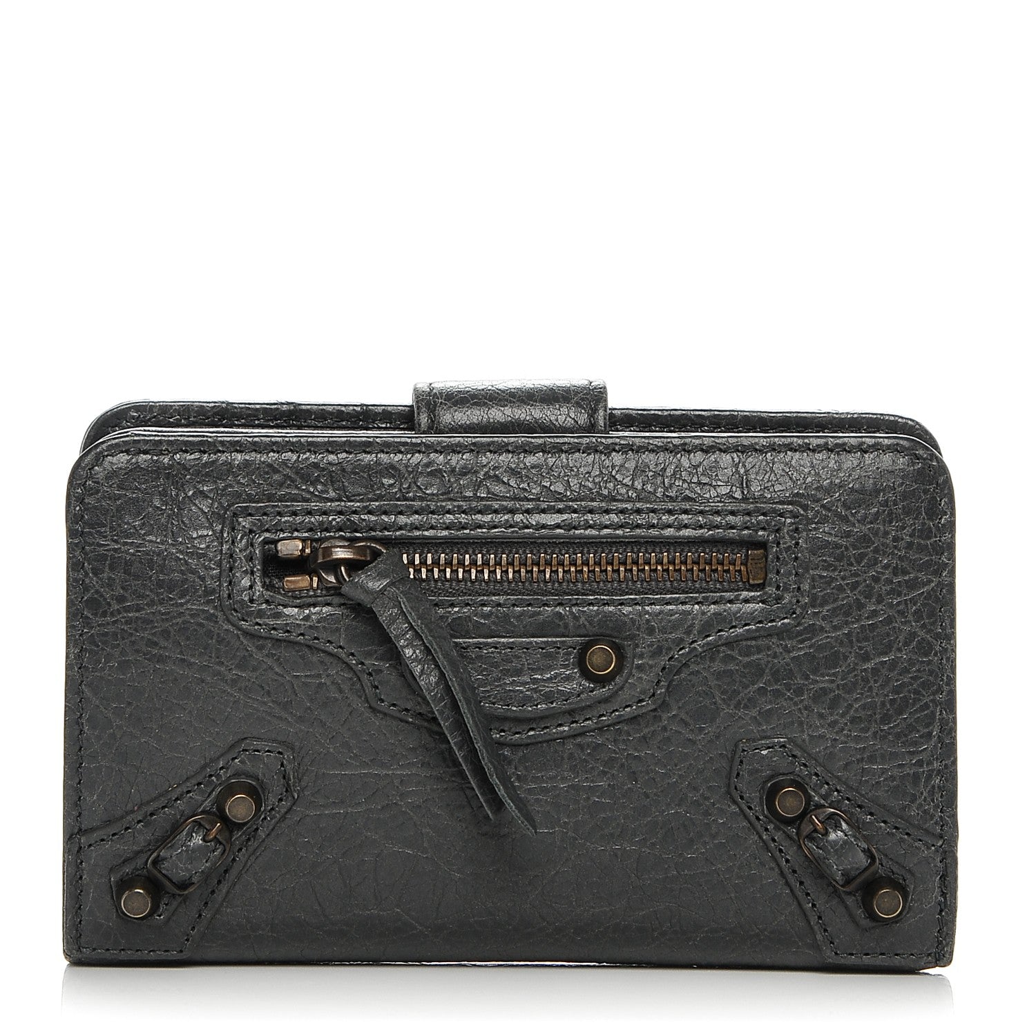 Balenciaga Agneau Classic Hardware Continental Zip Around Wallet Gris Tarmac 1 of 7