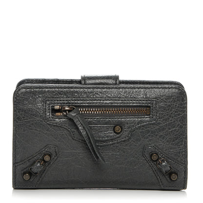 Balenciaga Agneau Classic Hardware Continental Zip Around Wallet Gris Tarmac 1 of 7