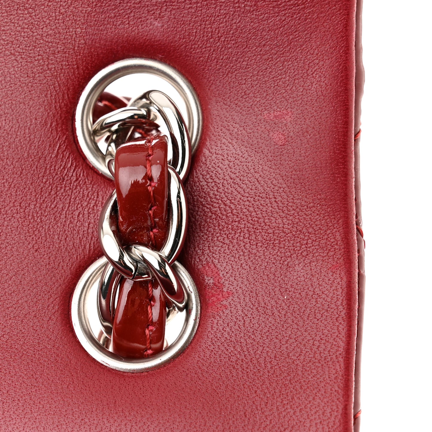 Patent Calfskin Quilted Jumbo Double Flap Red