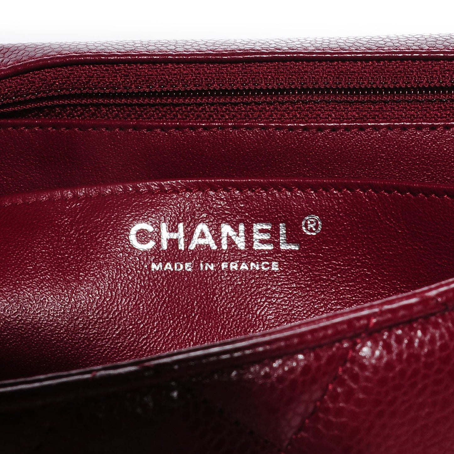 Caviar Maxi Single Flap Dark Red