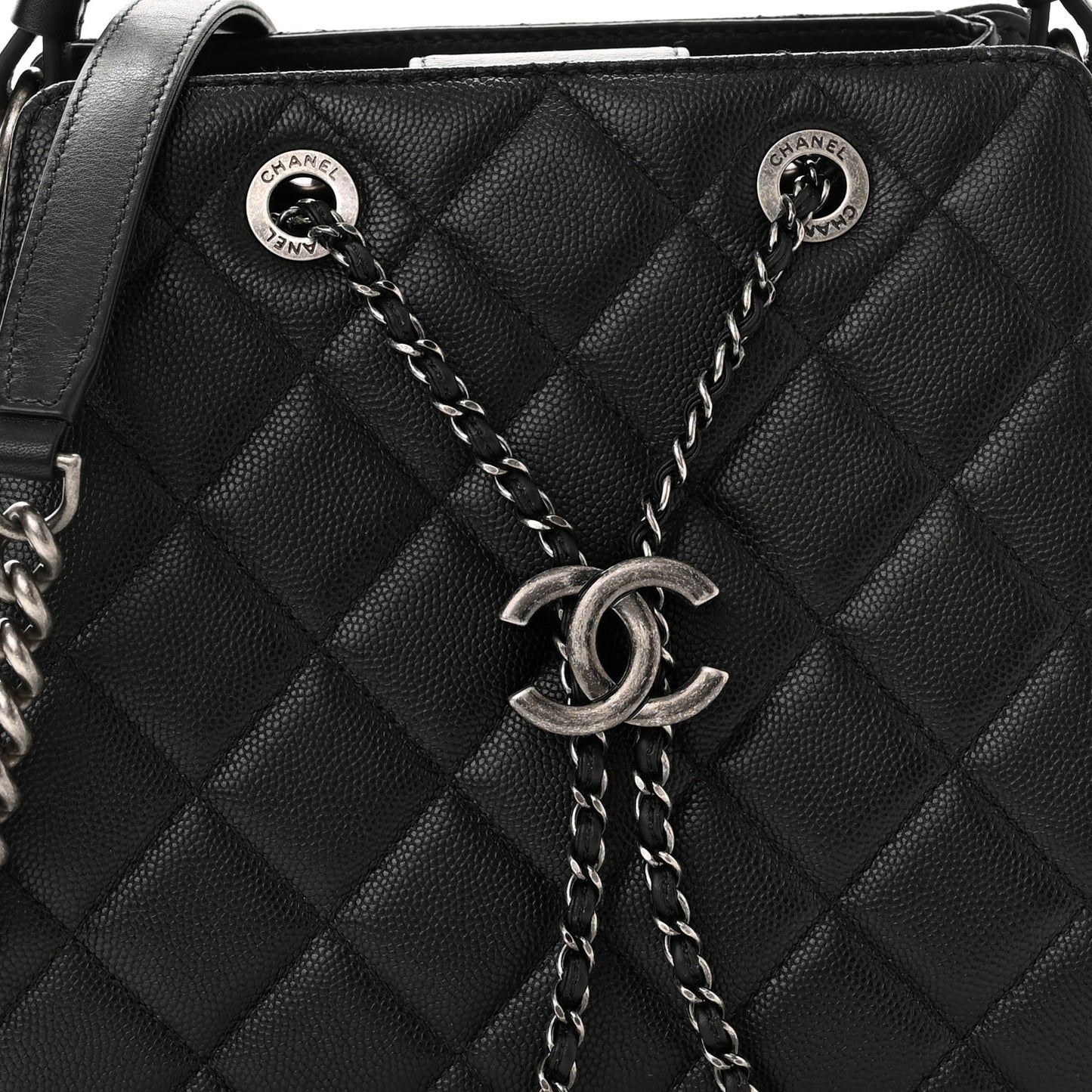 Caviar Quilted Small CC Bucket Bag Black