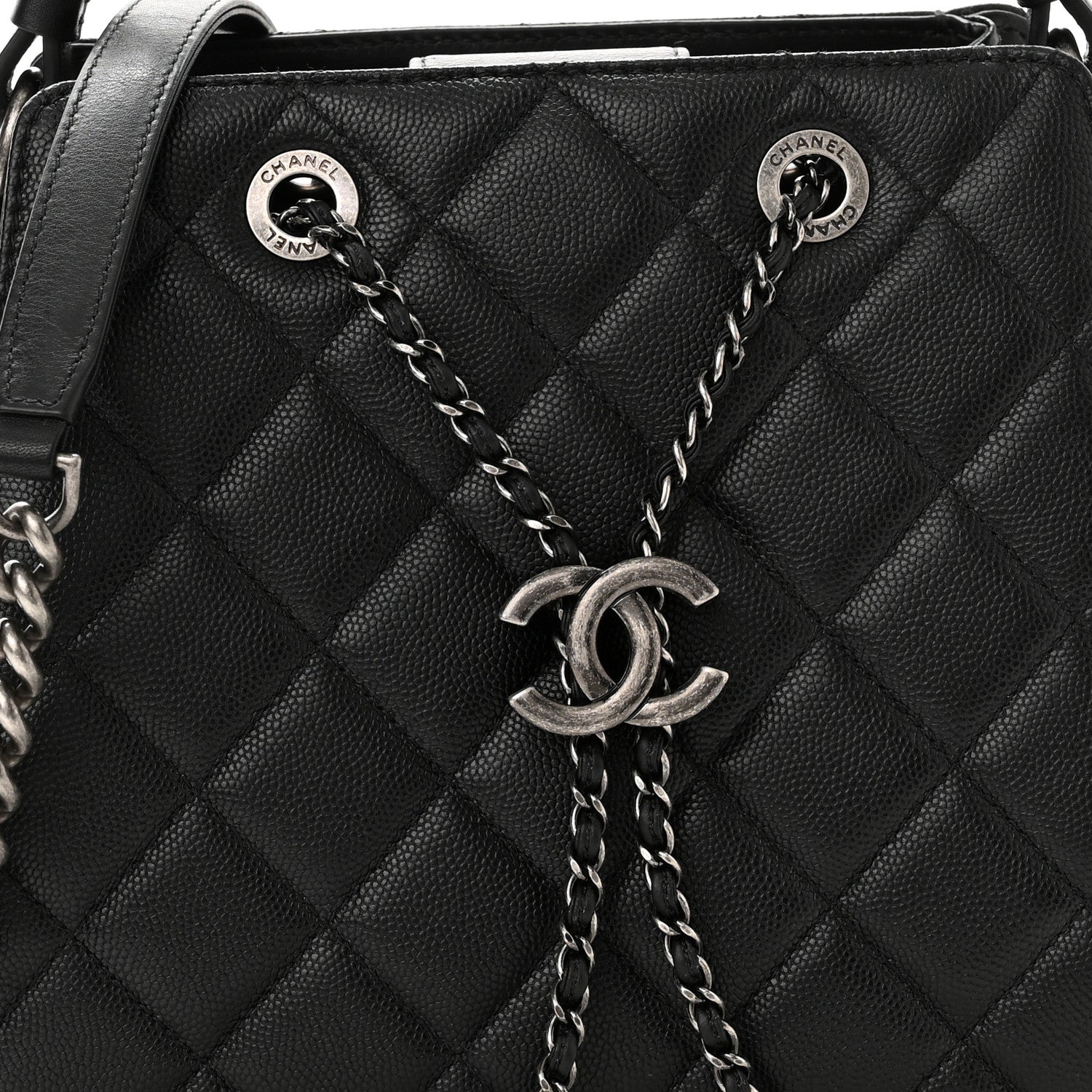 Chanel Caviar Quilted Small CC Bucket Bag Black 7 of 9