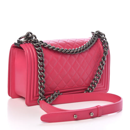 Chanel Lambskin Quilted Medium Boy Flap Dark Pink 3 of 11